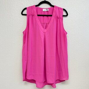 Everleigh Pink Sleeveless Blouse with Ruffles Size L